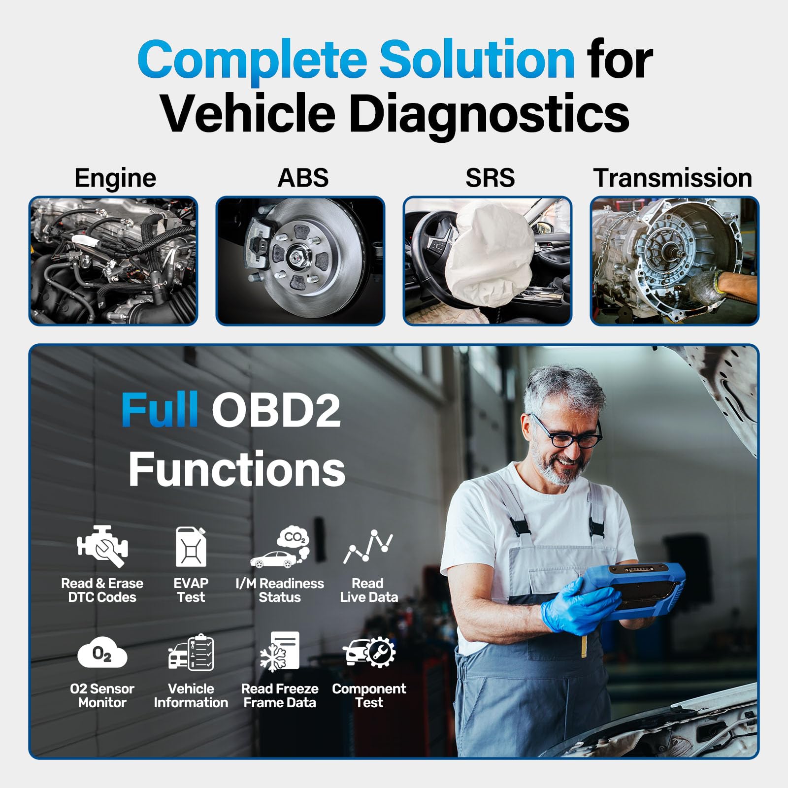 460T OBD2 Scanner Car Code Reader Engine ABS SRS Transmission Diagnostic Tool, 12 Reset Services, Oil/TPMS/EPB/BMS/SAS/DPF/Throttle Reset, ABS Bleeding, Battery Test, Auto VIN, Free Update - Image 2