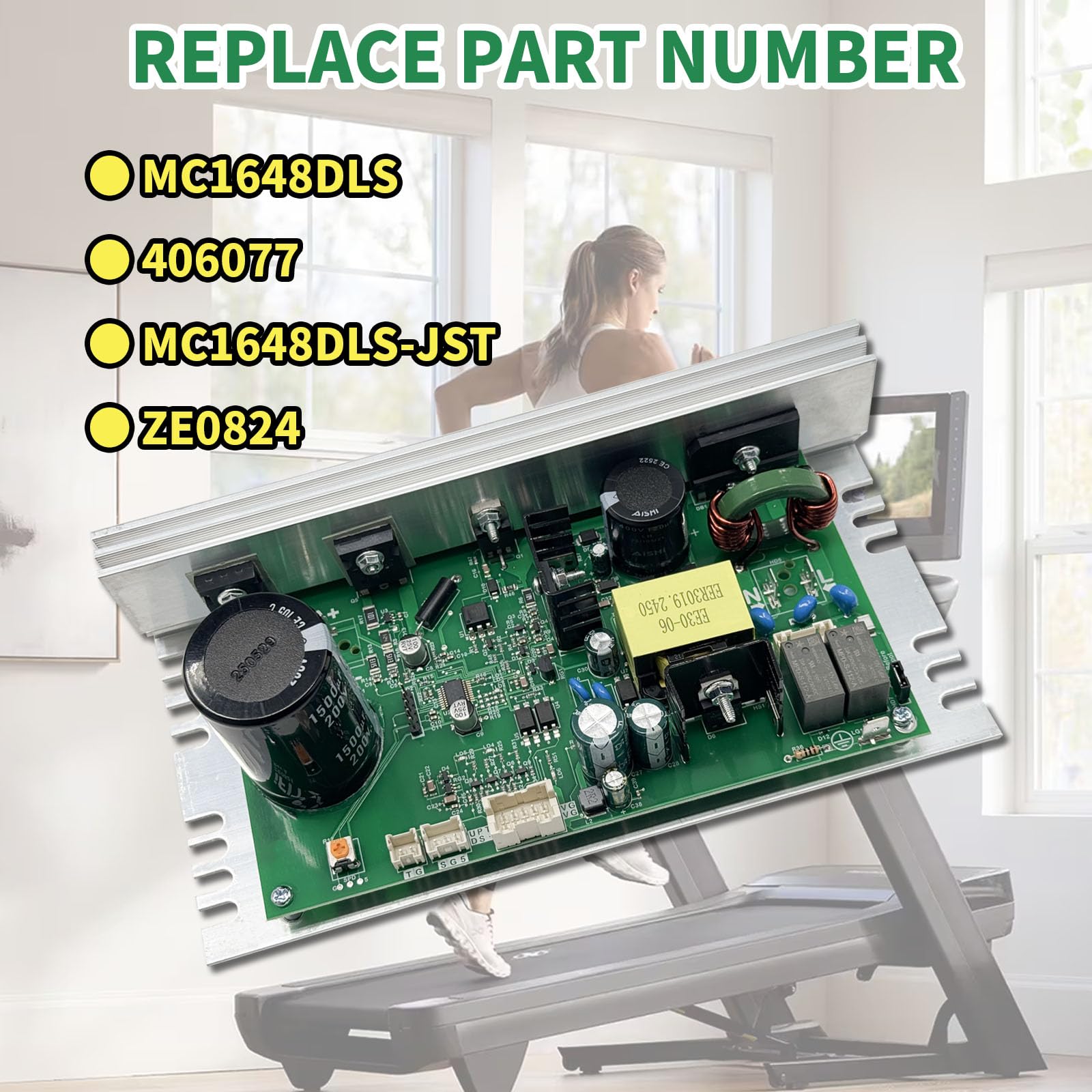 MC1648DLS 406077 Treadmill Control Board 10 Pins White Sockets 110V ZE0824 Motherboard Controller Board 50W Fits For Nordic Track FreeMotion Proform Treadmill Parts Replace MC1648DLS-JST ZE0824 - Image 2