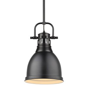 Golden Lighting Duncan 1 -Light Black Transitional Metal Dome Mini Hanging Pendant Light