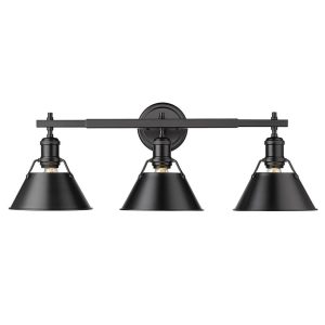 Golden Lighting Orwell 27.25-in 3 Light Matte Black Transitional Bathroom Vanity light