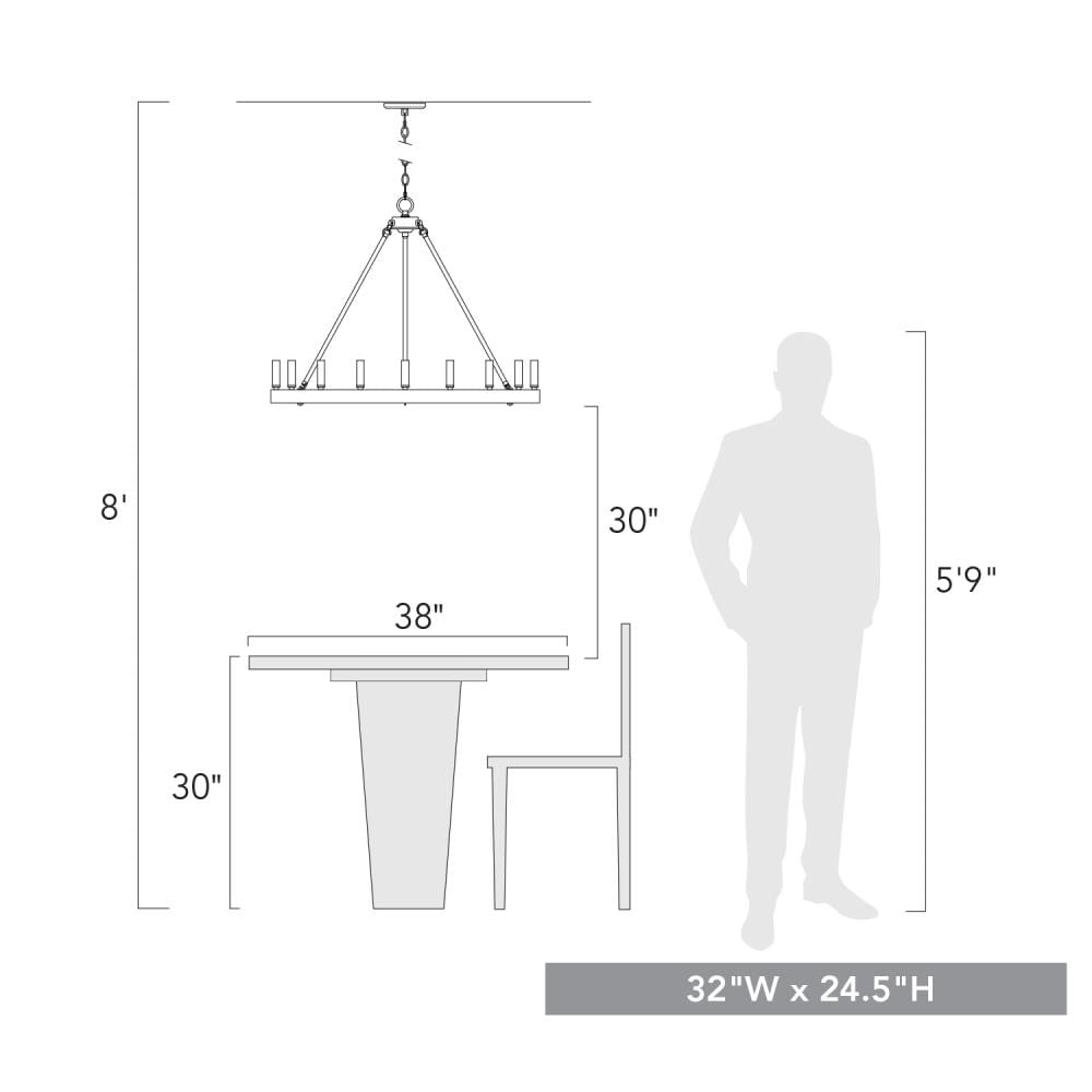 Golden Lighting Alastair 9 -Light Matte Black Metal Chandelier - Image 3
