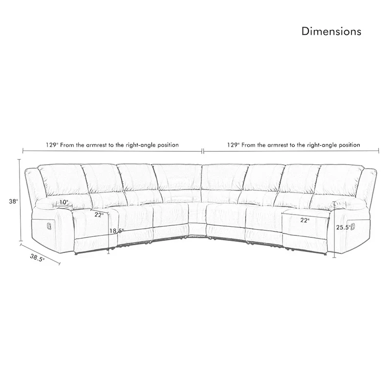 129W 7-Seat Faux Leather Manual Reclining Large Sectional Sofa - Image 9