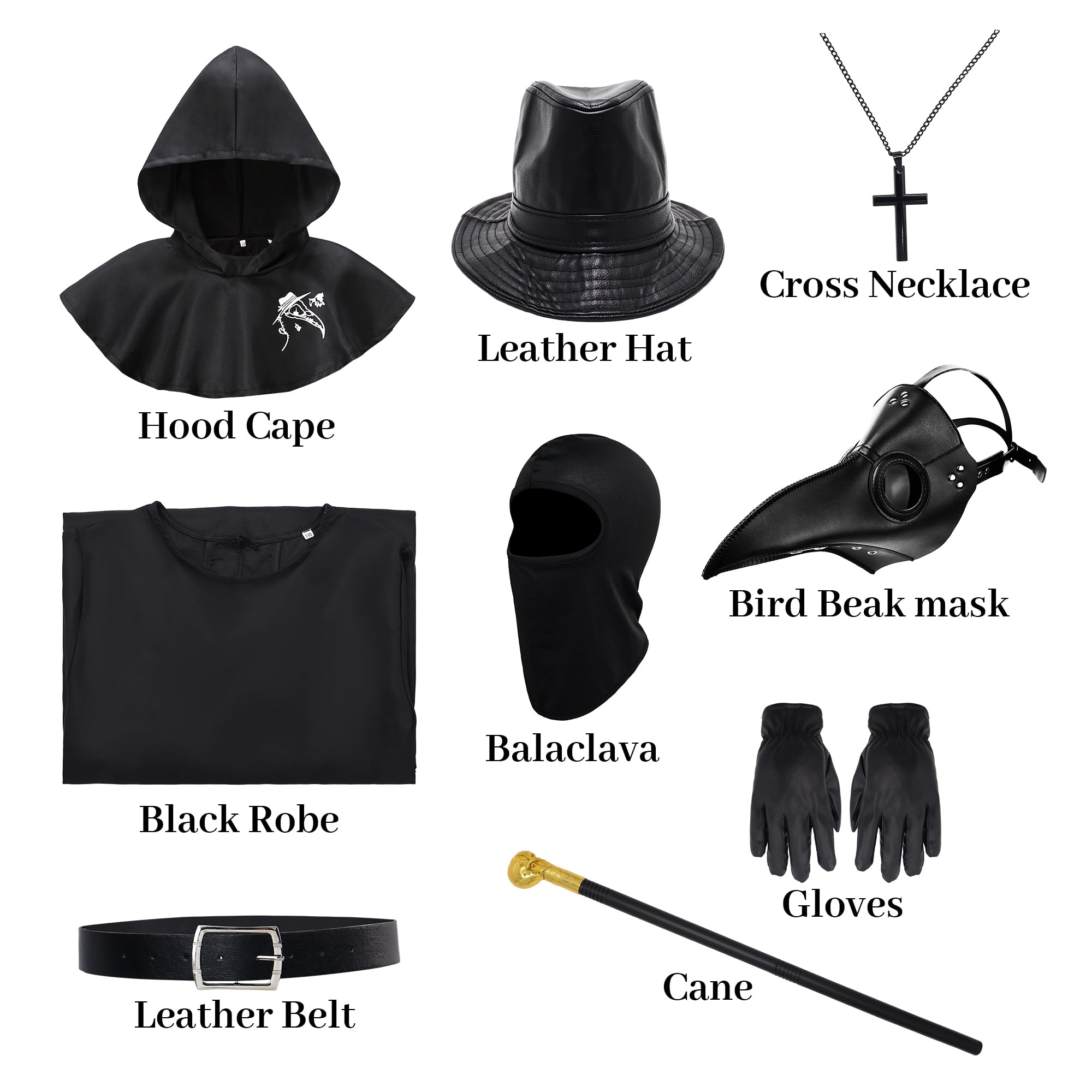 Plague Doctor Costume for Kids 5-12 - Halloween Outfit With Robe and Mask Set for Boys and Girls - Image 2