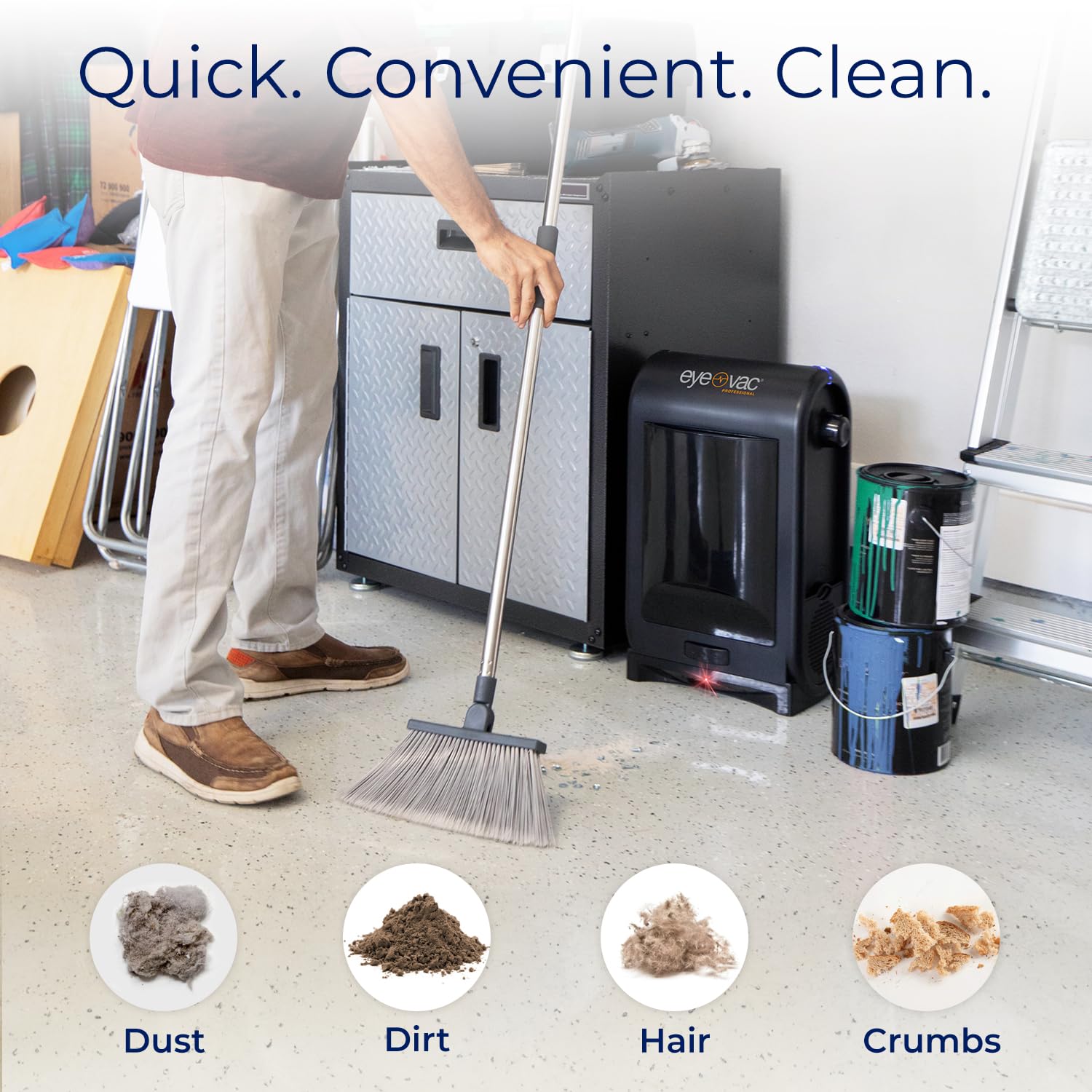 EyeVac Pro Touchless Vacuum Automatic Dustpan - Ultra Fast & Powerful - Great for Sweeping Salon Pet Hair Food Dirt Kitchen, Corded Canister Vacuum, Bagless, Automatic Sensors, 1400 Watt (Black) - Image 3