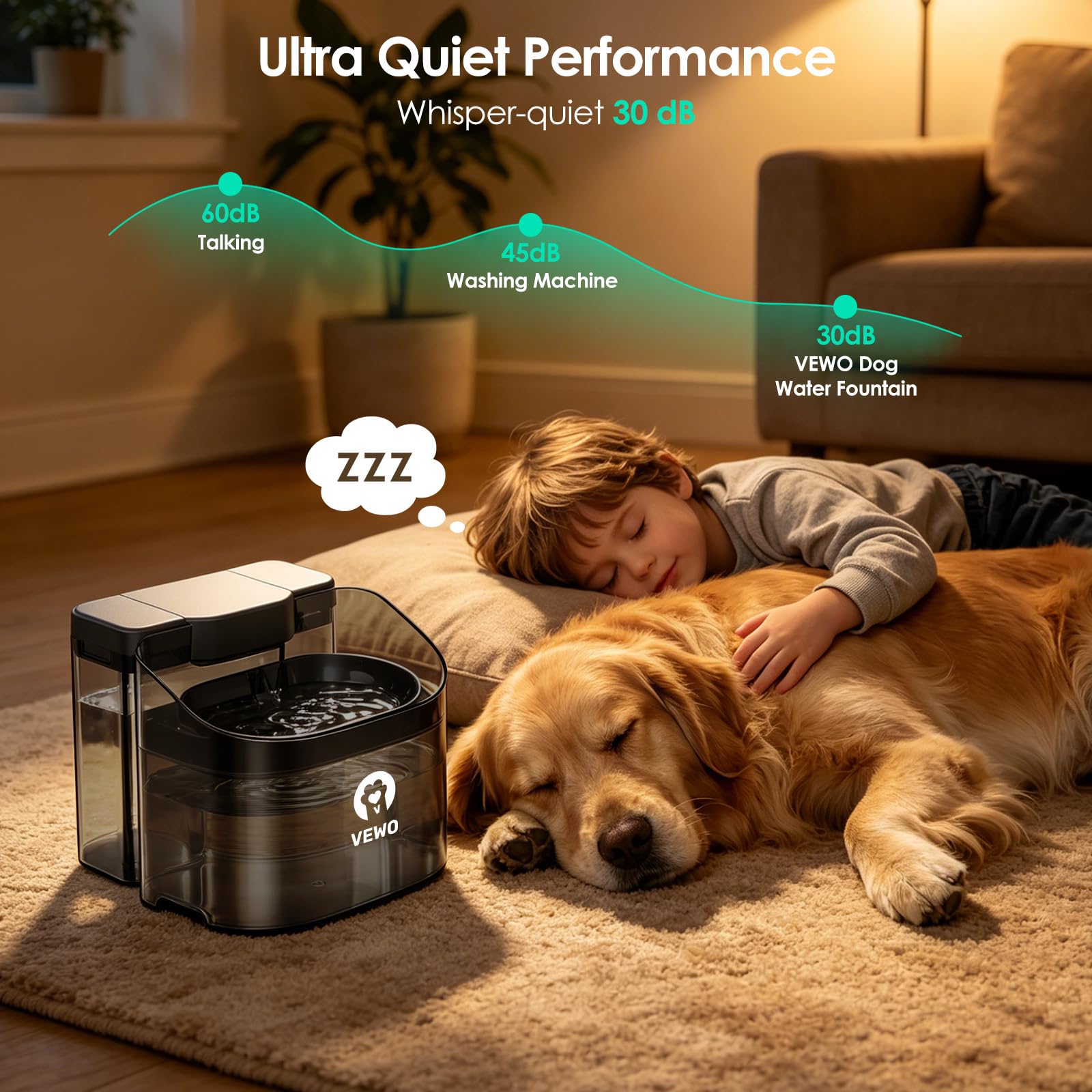 11L/372oz Large Dog Water Fountain, No Spill Automatic Dog Water Bowl Dispenser with Multi-Layer Filtration, Flowing Dog Water Dispenser with Deep Basin, BPA-Free, Ultra Quiet and Easy to Clean - Image 4