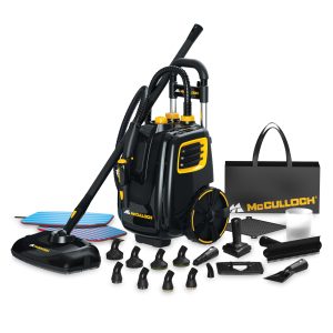 McCulloch MC1385 Canister Steam Cleaner, For Grout and Tile, 23 Accessories Mop Head, Brushes & More - Built for Home, Tile, Carpet, Furniture, & Personal Car Detailing