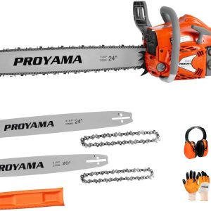 PROYAMA 68CC Gas Powered Chainsaw, 24 Inch 20 Inch Top Handle Chain Saw 4.5HP 2-Cycle Handheld Cordless Easy Start Motosierra De Gasolina for Wood Cutting, Tree Trimming and Land Clearing