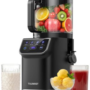 TUUMIIST 3-in-1 Cold Press Juicer Machine, Smart Touch Masticating Juicers for Whole Fruit & Vegetable, 6.5" Wide Chute Slow Juicer for Nut Milk & Sorbet, High Yield, 100oz Large Capacity, Easy Clean