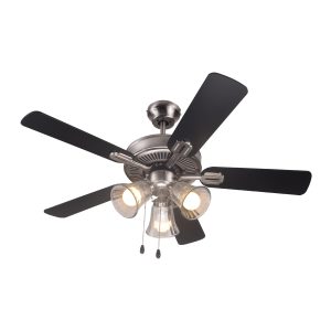 Commercial Cool 42-in Nickle Downrod or Flush Mount Ceiling Fan With Light Chain