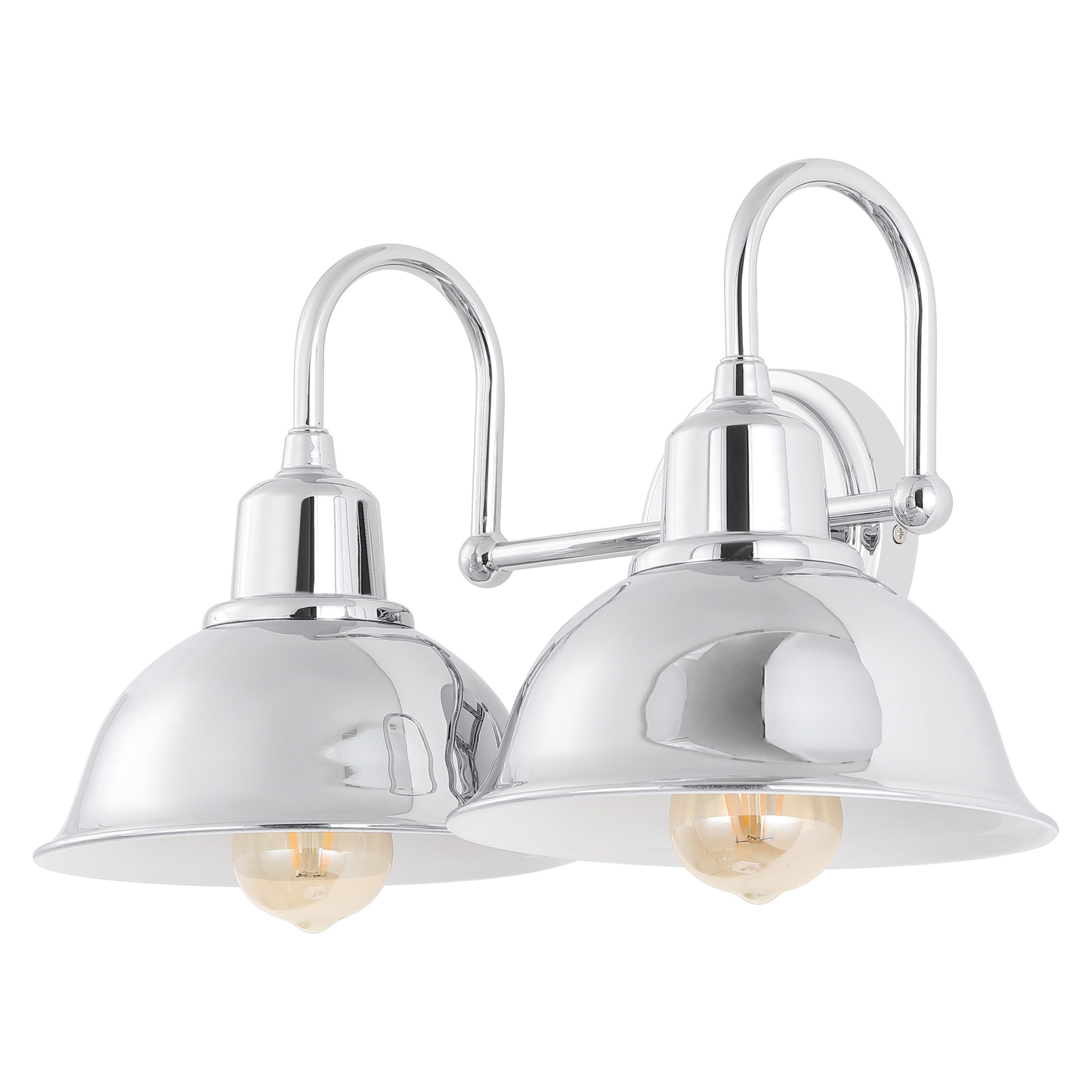 JONATHAN Y Frisco Iron Shade Farmhouse Industrial 17.25-in 2 Light Polished Chrome Rustic Bathroom Vanity light - Image 8