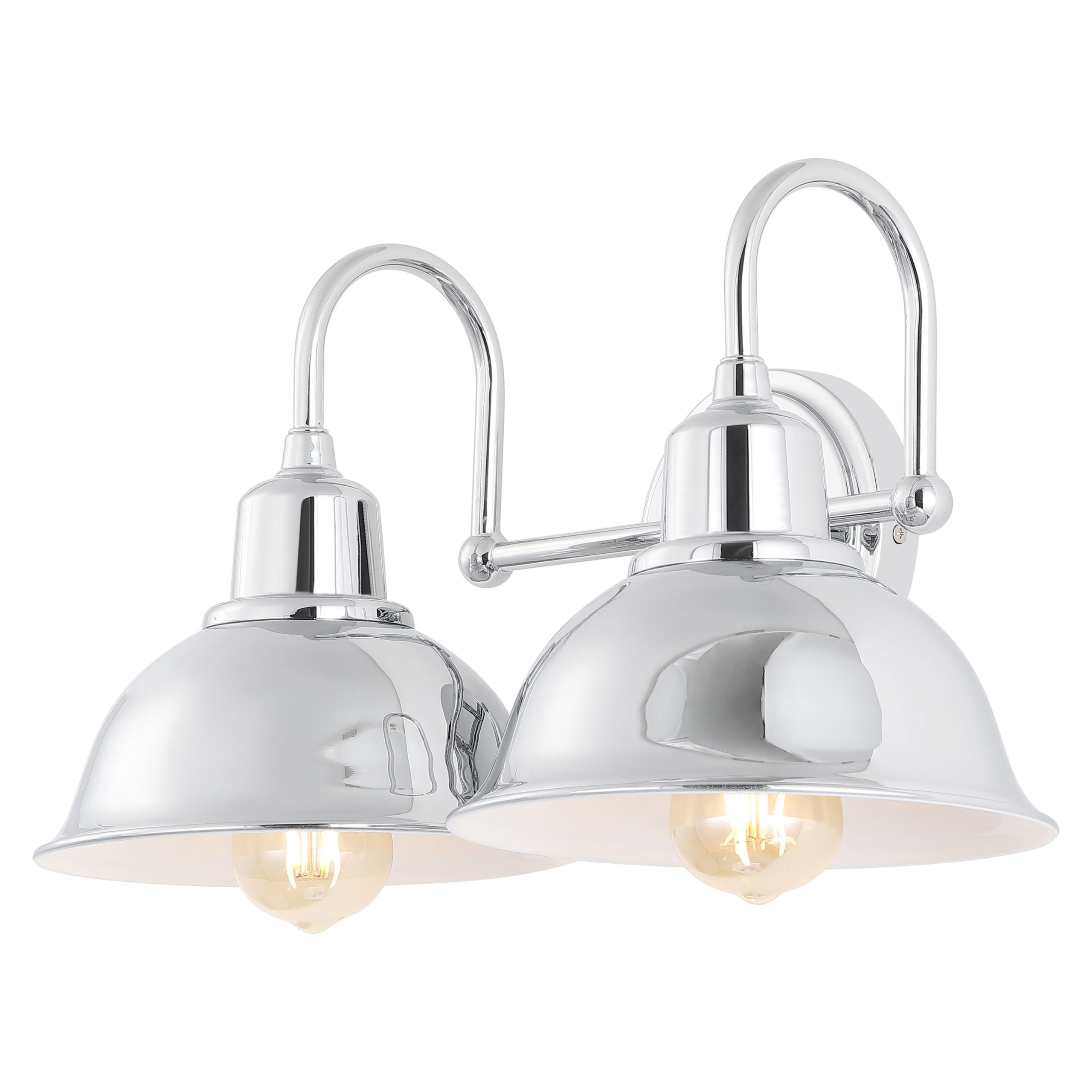 JONATHAN Y Frisco Iron Shade Farmhouse Industrial 17.25-in 2 Light Polished Chrome Rustic Bathroom Vanity light - Image 4