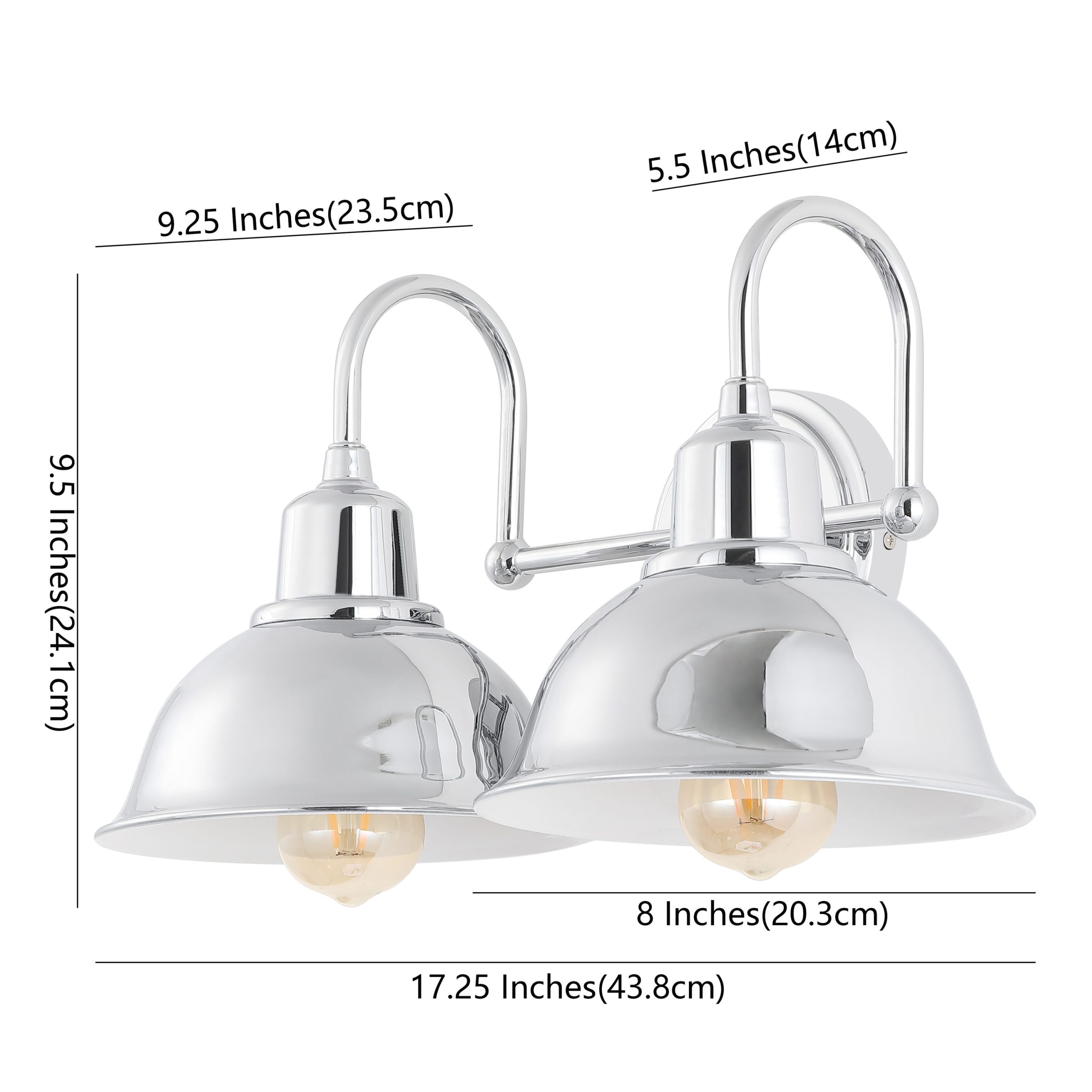 JONATHAN Y Frisco Iron Shade Farmhouse Industrial 17.25-in 2 Light Polished Chrome Rustic Bathroom Vanity light - Image 12
