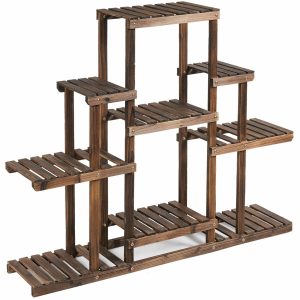 WELLFOR 38-in H x 47.5-in W Brown Indoor Novelty Wood Plant Stand