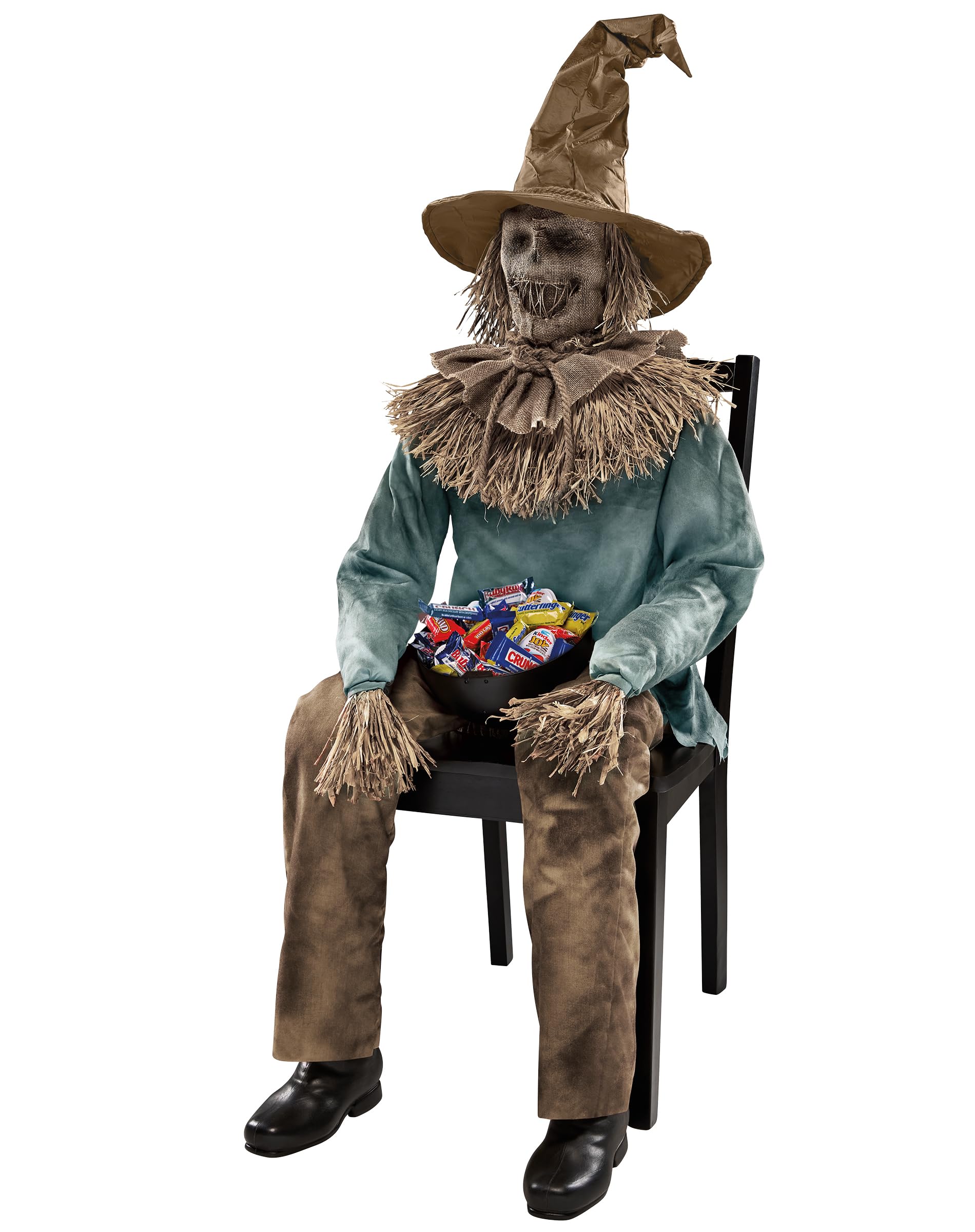Spirit Halloween 4 Ft 6 In Scary Sitting Scarecrow Animatronic, Multicolor