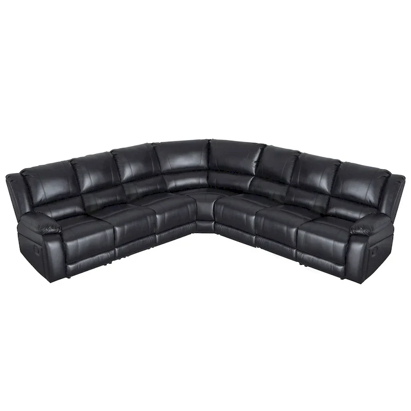 129W 7-Seat Faux Leather Manual Reclining Large Sectional Sofa - Image 13