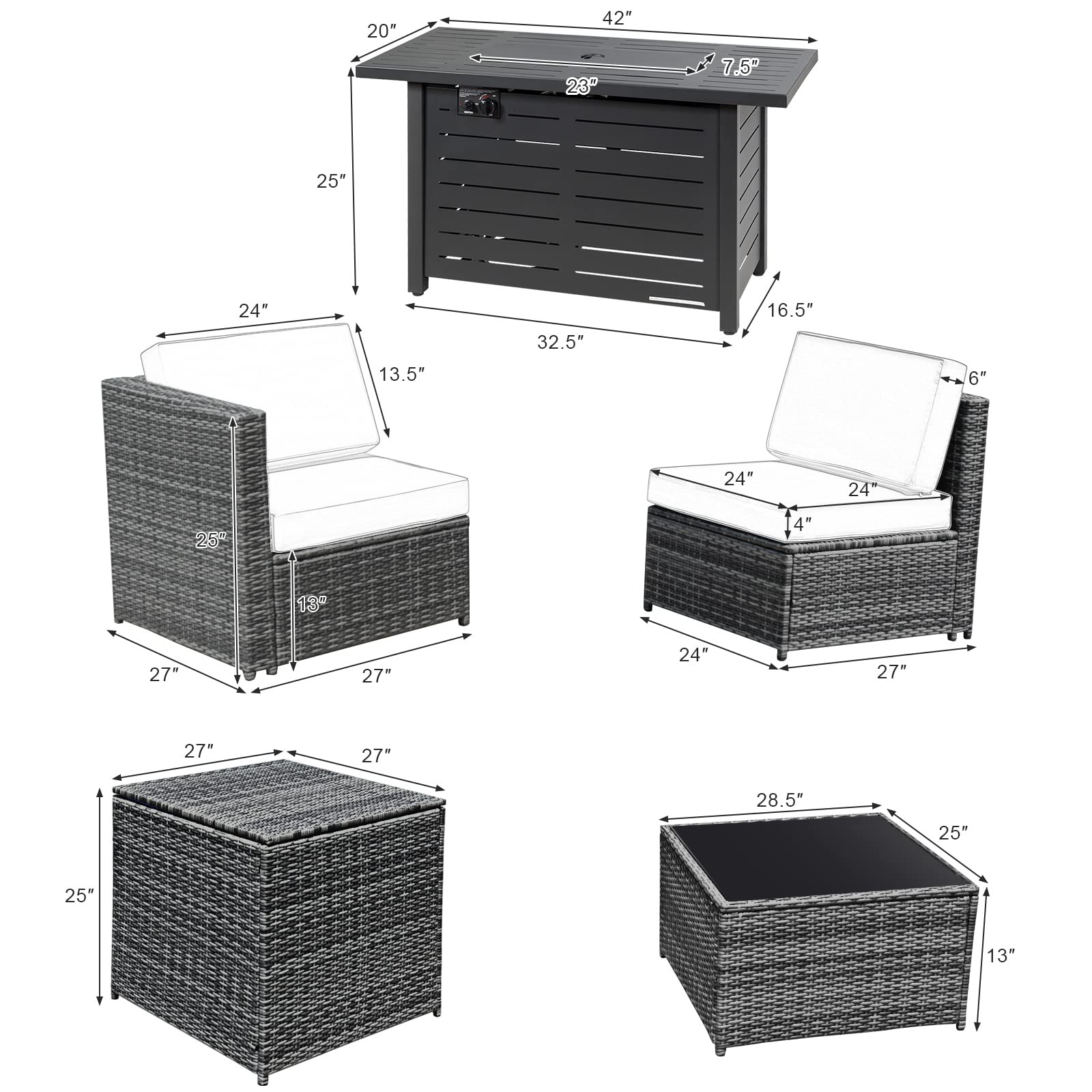 Tangkula 9 Pieces Patio Rattan Furniture Set, Patiojoy Sectional Sofa Set w/Storage Box, Coffee Table, Outdoor Wicker Conversation Set - Image 4