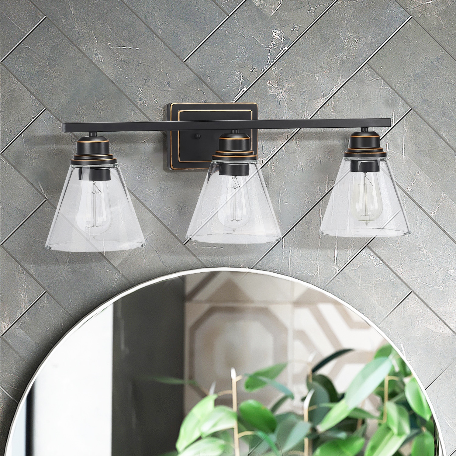 WELLFOR TC Vanity Light 26-in 3 Light Oil-rubbed Bronze Modern/contemporary Bathroom Vanity light - Image 5
