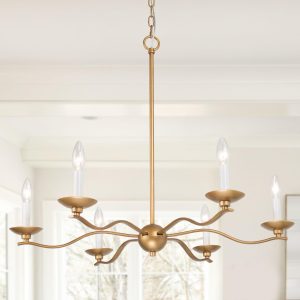 Uolfin 6 -Light Antique Gold Metal Iron Chandelier