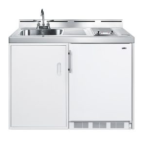 Summit Appliance 48-in Wide All-In-One Combination Kitchen with refrigerator/ freezer, sink, and 2 burners -zone Cooktop