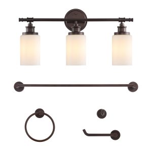 JONATHAN  Y Egan Classic Cottage 5-Piece Vanity Light Set 23.25-in 3 Light Oil-rubbed Black French country/cottage Bathroom Vanity light