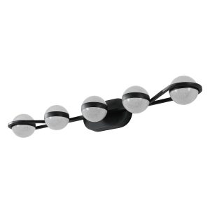 Bayfeve Globe LED Bathroom Wall Lights 35.4-in 5 Light Black Integrated LED Glam Bathroom Vanity light