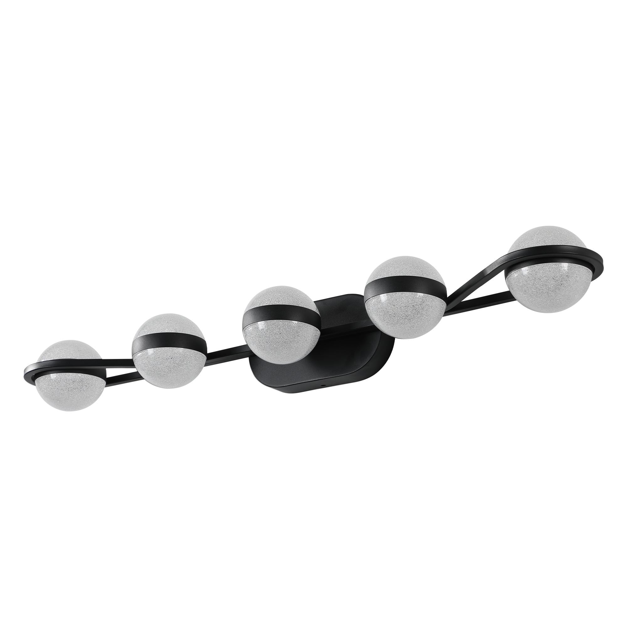 Bayfeve Globe LED Bathroom Wall Lights 35.4-in 5 Light Black Integrated LED Glam Bathroom Vanity light