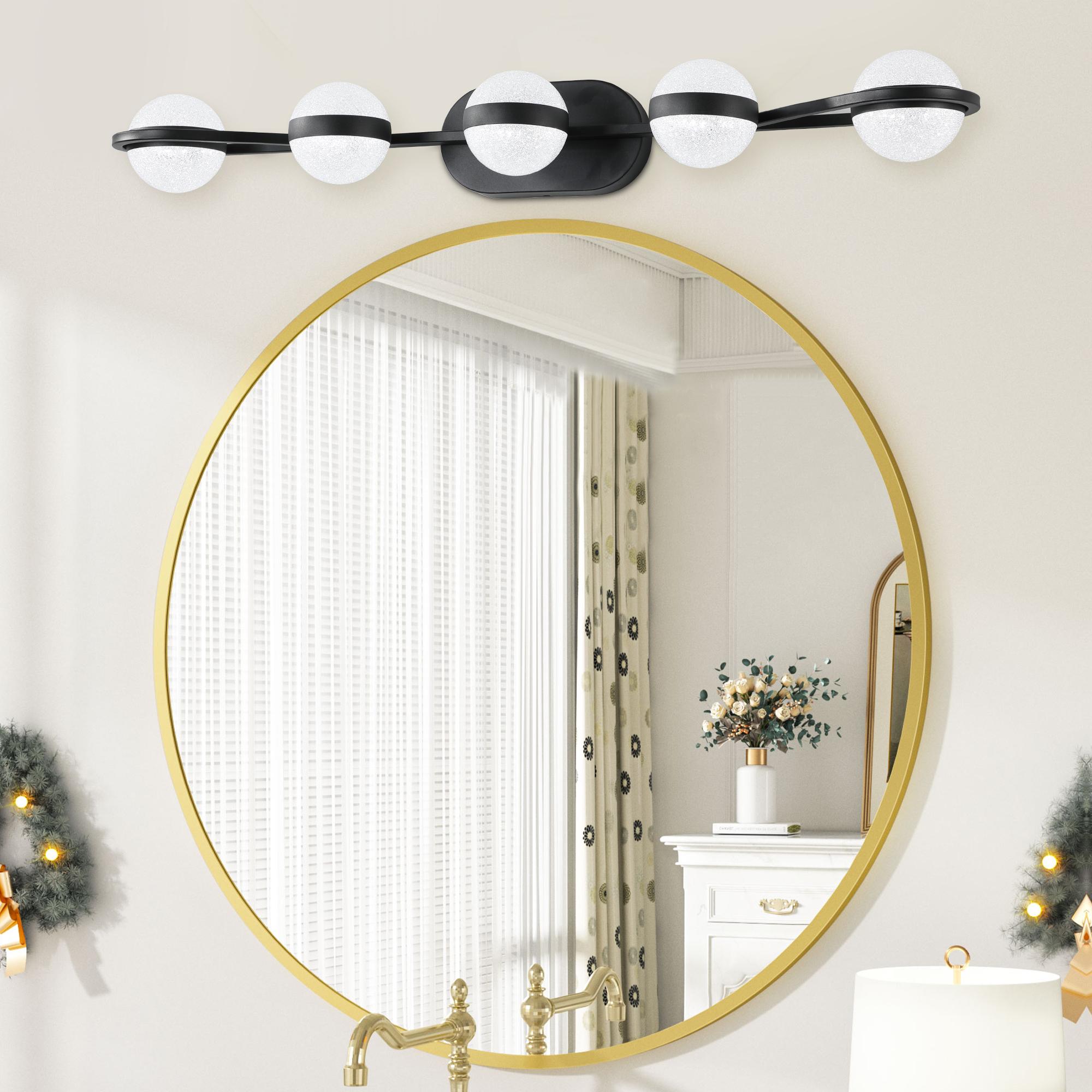 Bayfeve Globe LED Bathroom Wall Lights 35.4-in 5 Light Black Integrated LED Glam Bathroom Vanity light - Image 4