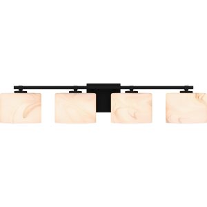 Quoizel Mather 32.75-in 4 Light Matte Black Transitional Bathroom Vanity light