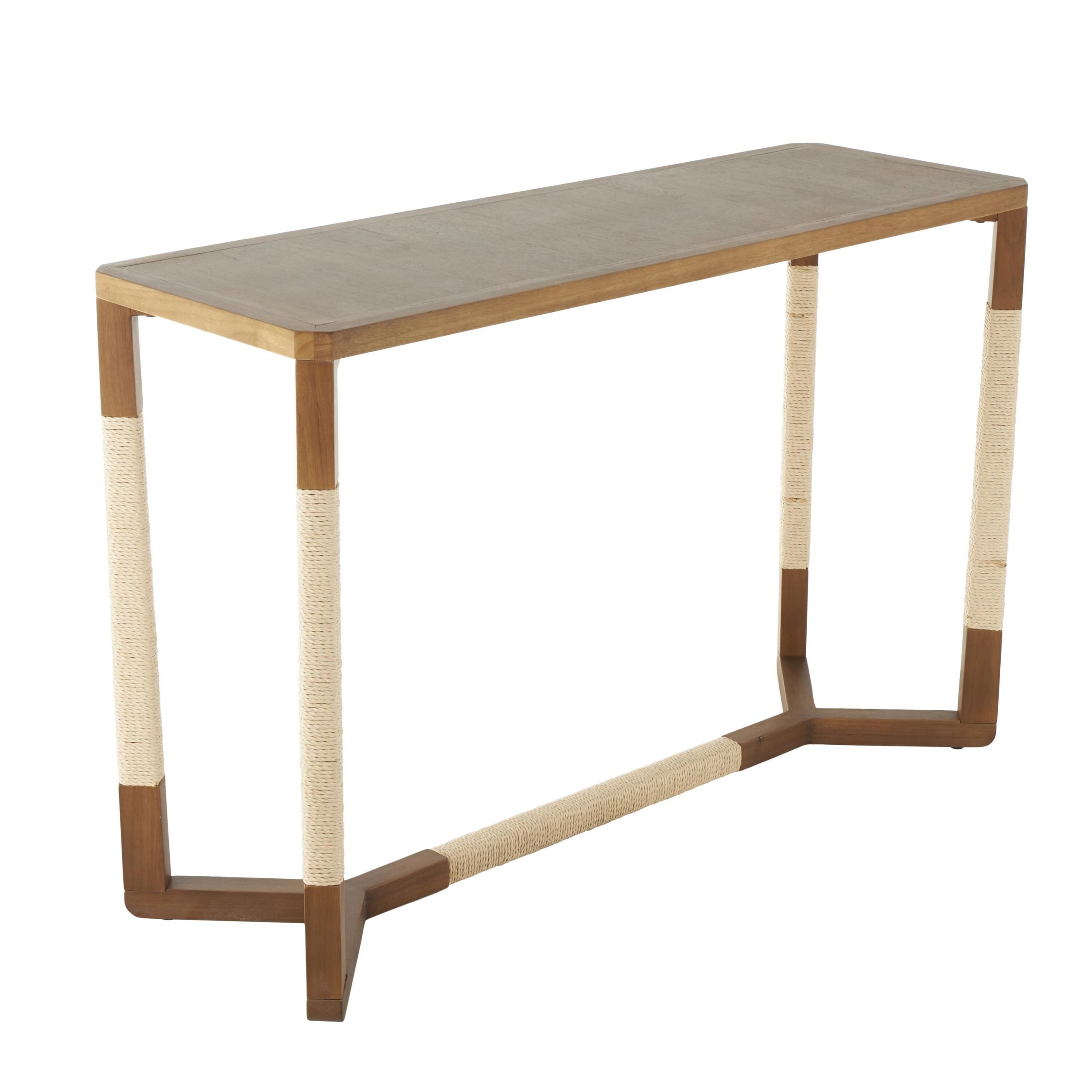 Grayson Lane Country Rectangular Wood Brown Rope Rubberwood 47.25-in W x 30.88-in H Console table - Image 7