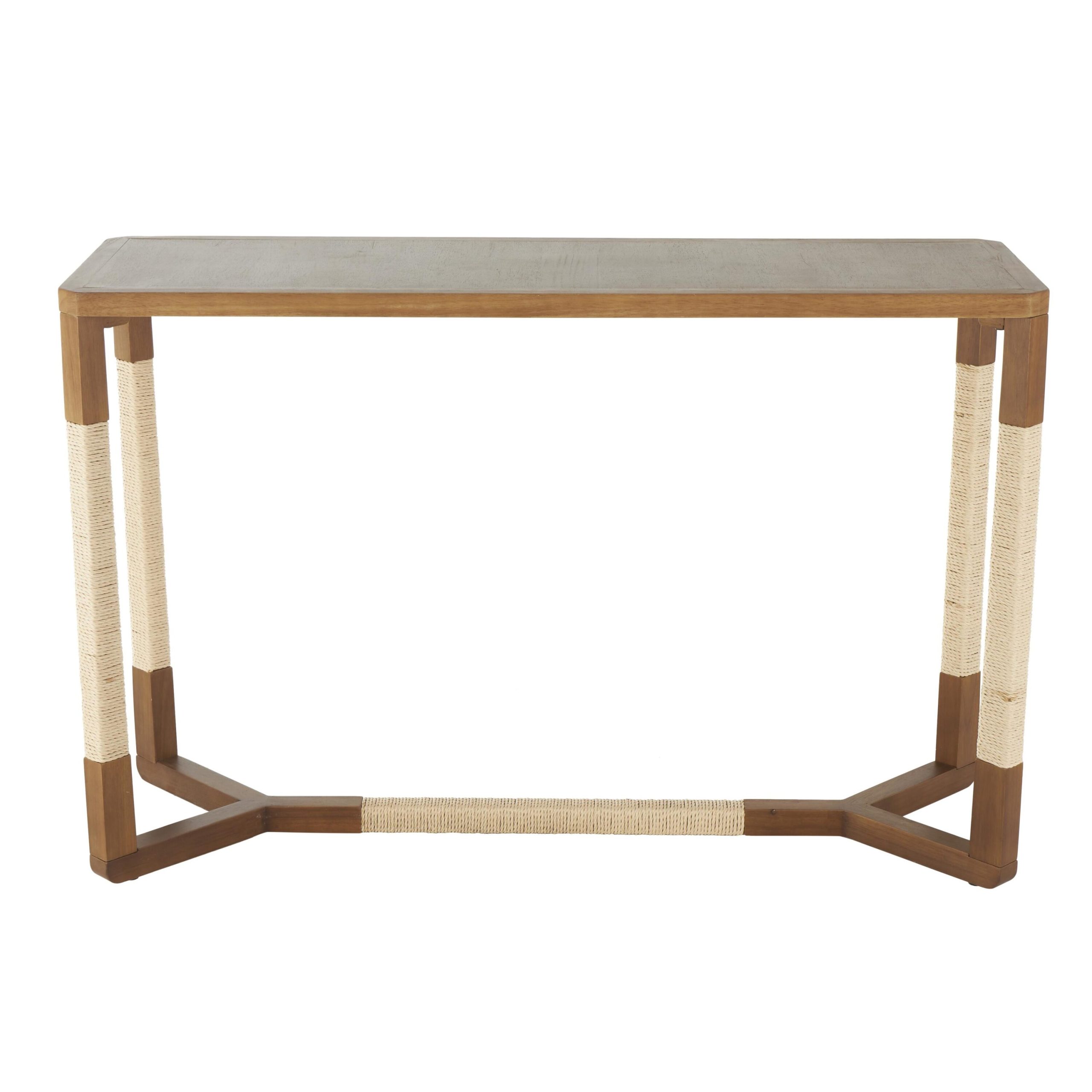 Grayson Lane Country Rectangular Wood Brown Rope Rubberwood 47.25-in W x 30.88-in H Console table - Image 6