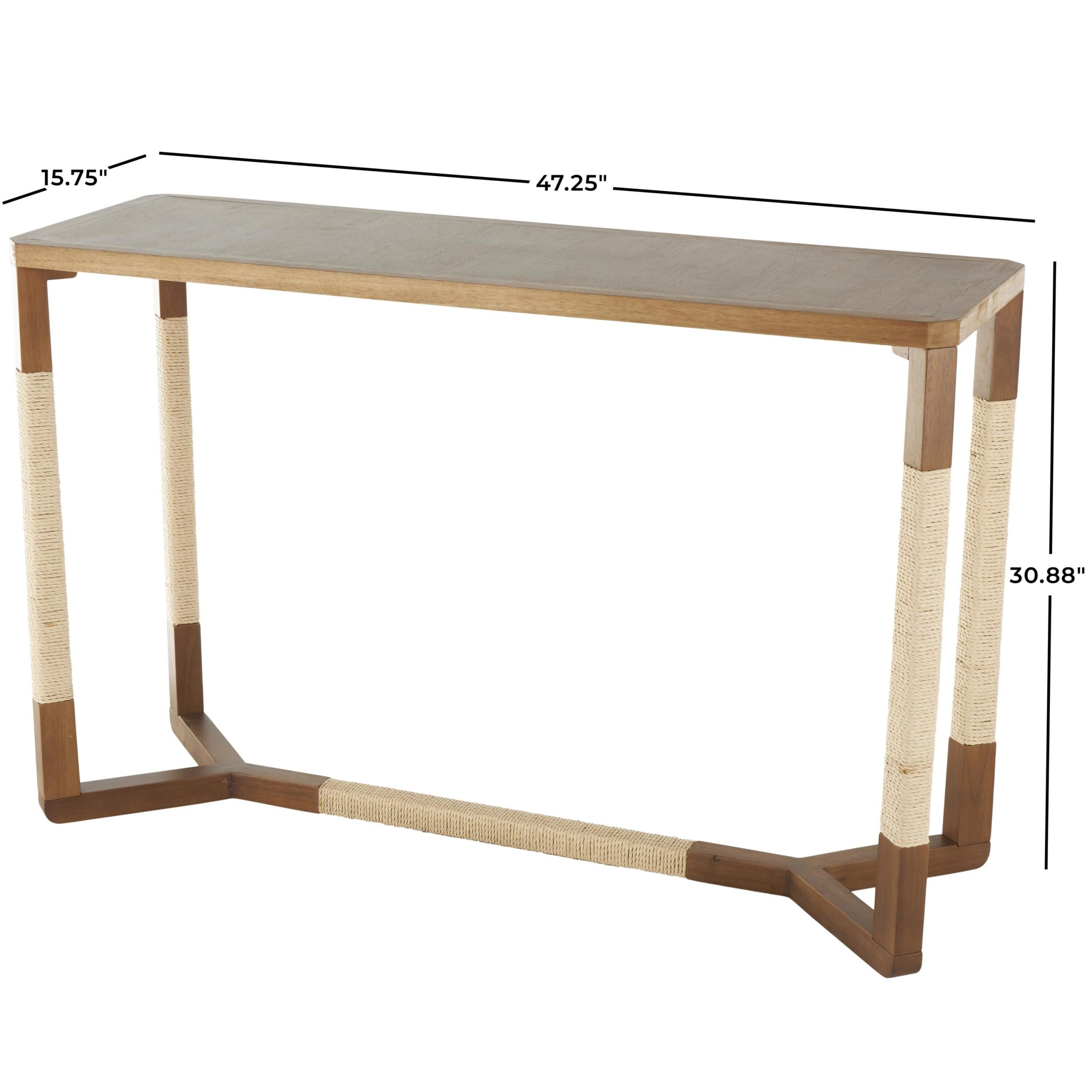 Grayson Lane Country Rectangular Wood Brown Rope Rubberwood 47.25-in W x 30.88-in H Console table - Image 5