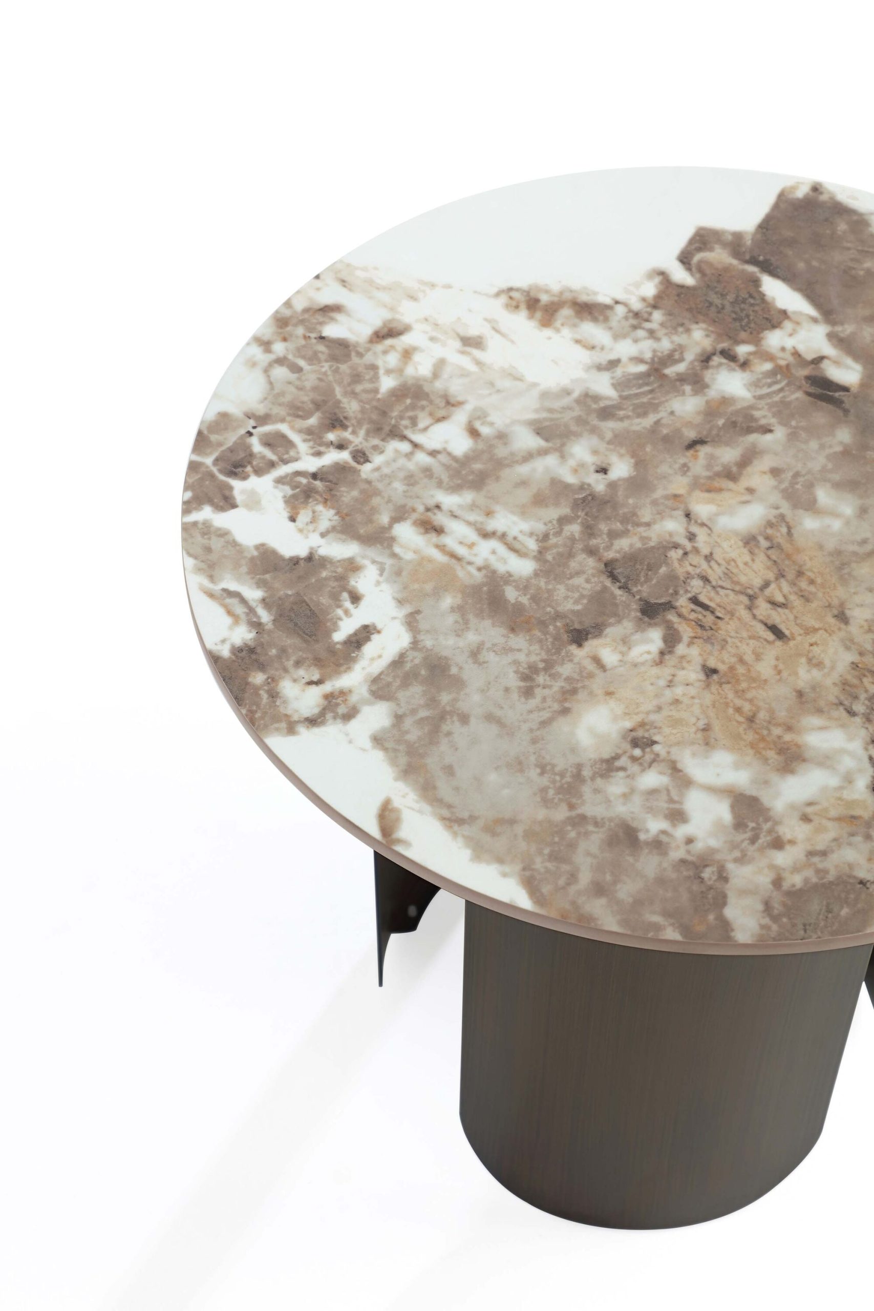 Manhattan Comfort 19.68-in W x 19.29-in H Gold Stone Round Glam End Table - Image 5