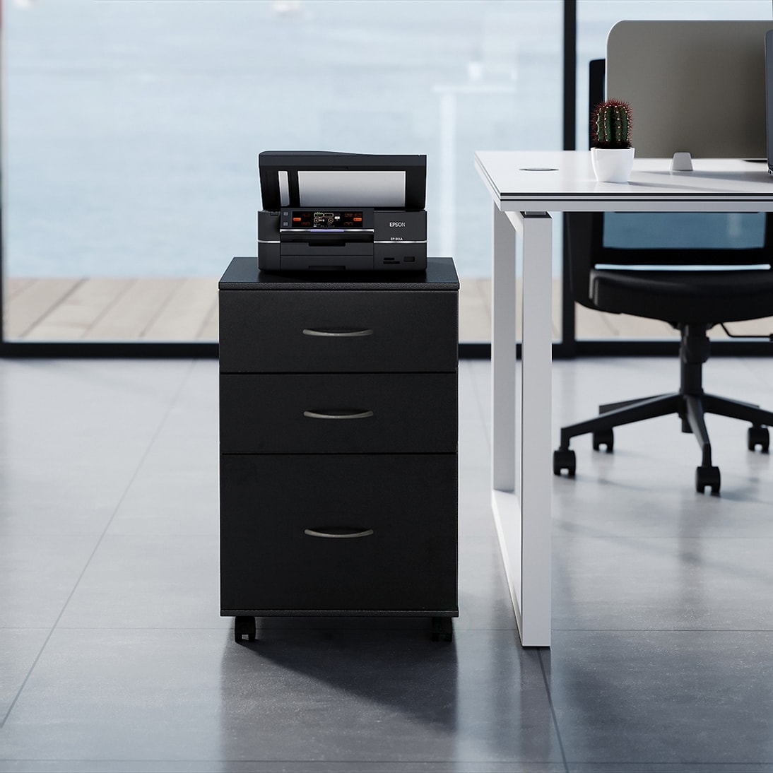 Basicwise Black 3 -Drawer 15-in File Cabinet - Image 2