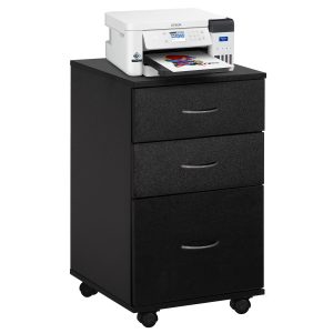 Basicwise Black 3 -Drawer 15-in File Cabinet