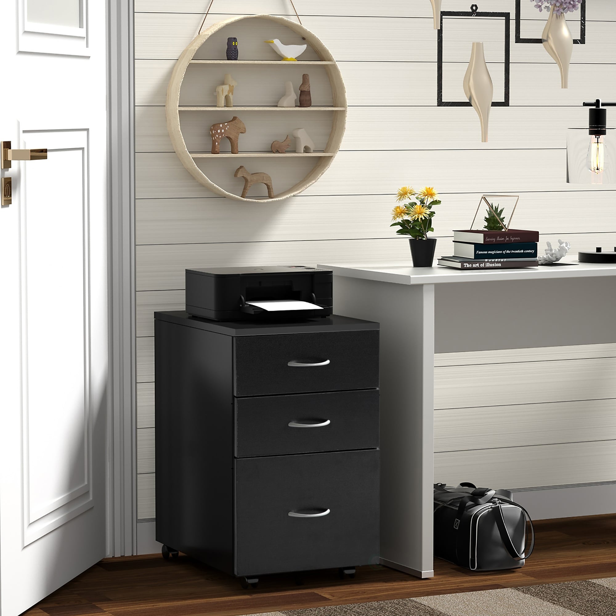 Basicwise Black 3 -Drawer 15-in File Cabinet - Image 3