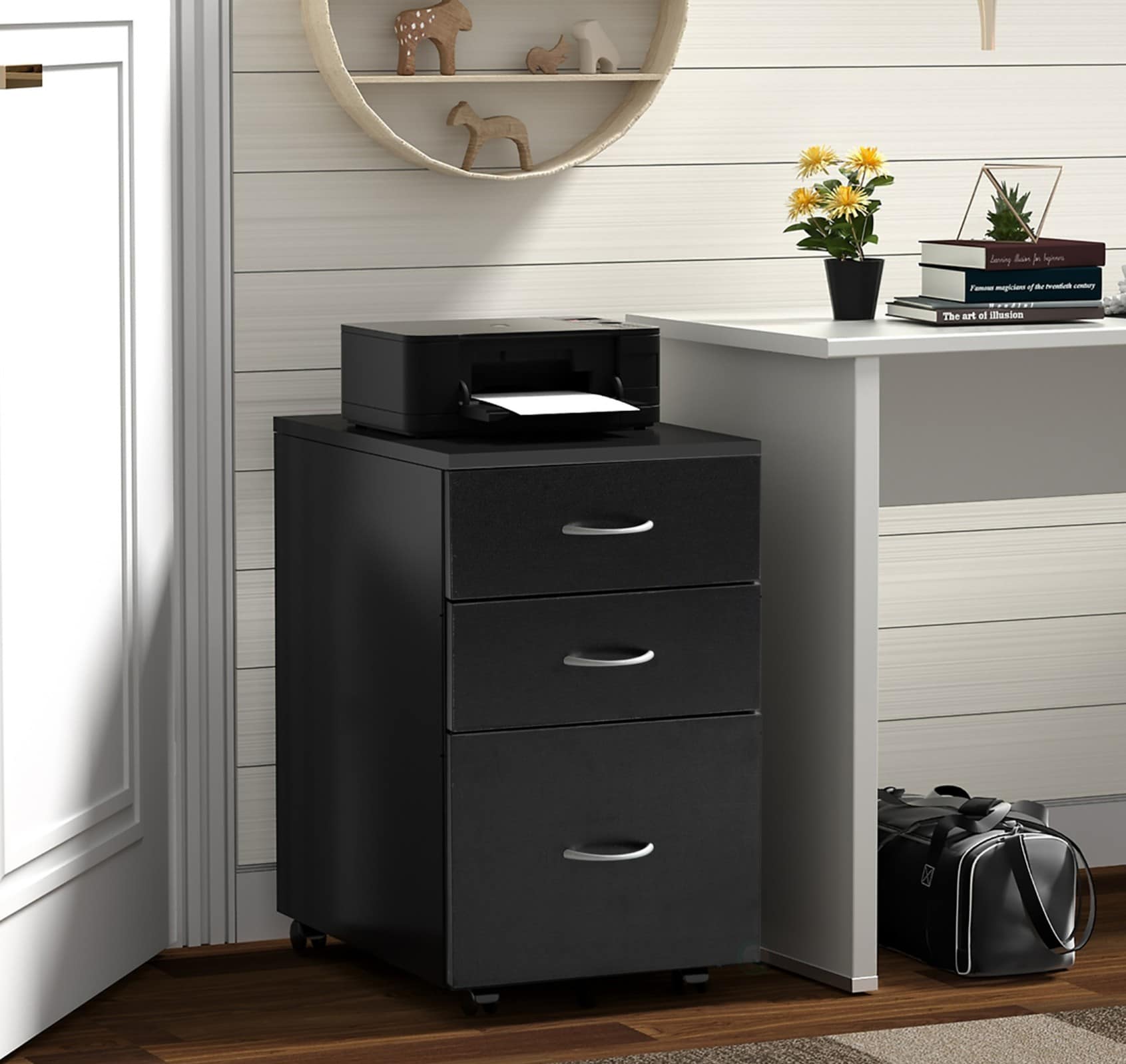 Basicwise Black 3 -Drawer 15-in File Cabinet - Image 8