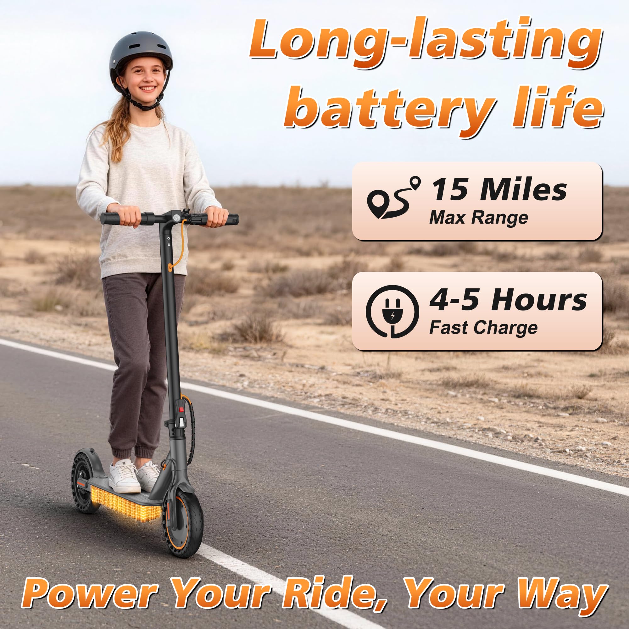 VOLPAM Electric Scooter, 350W/500W Motor, 21/28/40 Miles Long Range 19 MPH Max Speed, 8.5"/10'' Solid Tire, Lightweight EScooter with Dual Brakes & Lights, APP - Image 4