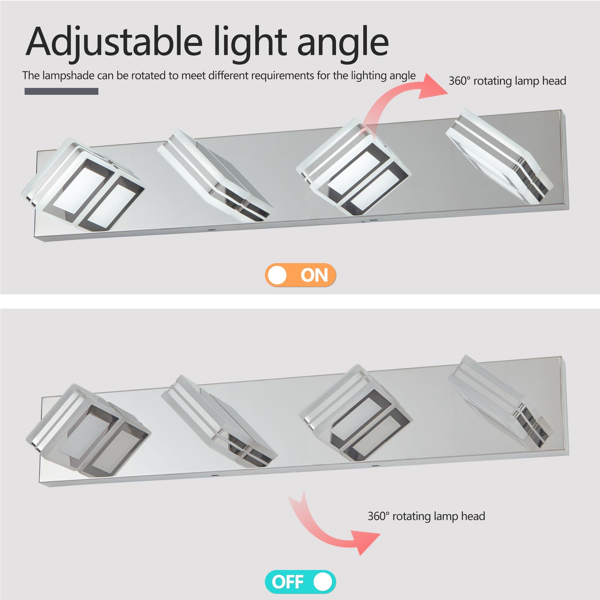 Bayfeve Rotatable LED Vanity Light 25.6-in 4 Light Gloss Chrome Integrated LED Modern/contemporary Bathroom Vanity light - Image 8