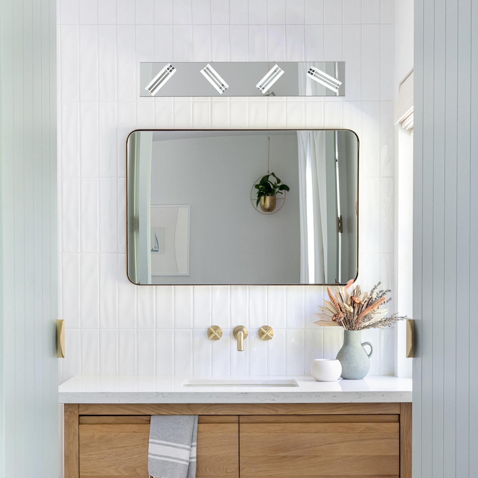 Bayfeve Rotatable LED Vanity Light 25.6-in 4 Light Gloss Chrome Integrated LED Modern/contemporary Bathroom Vanity light - Image 9