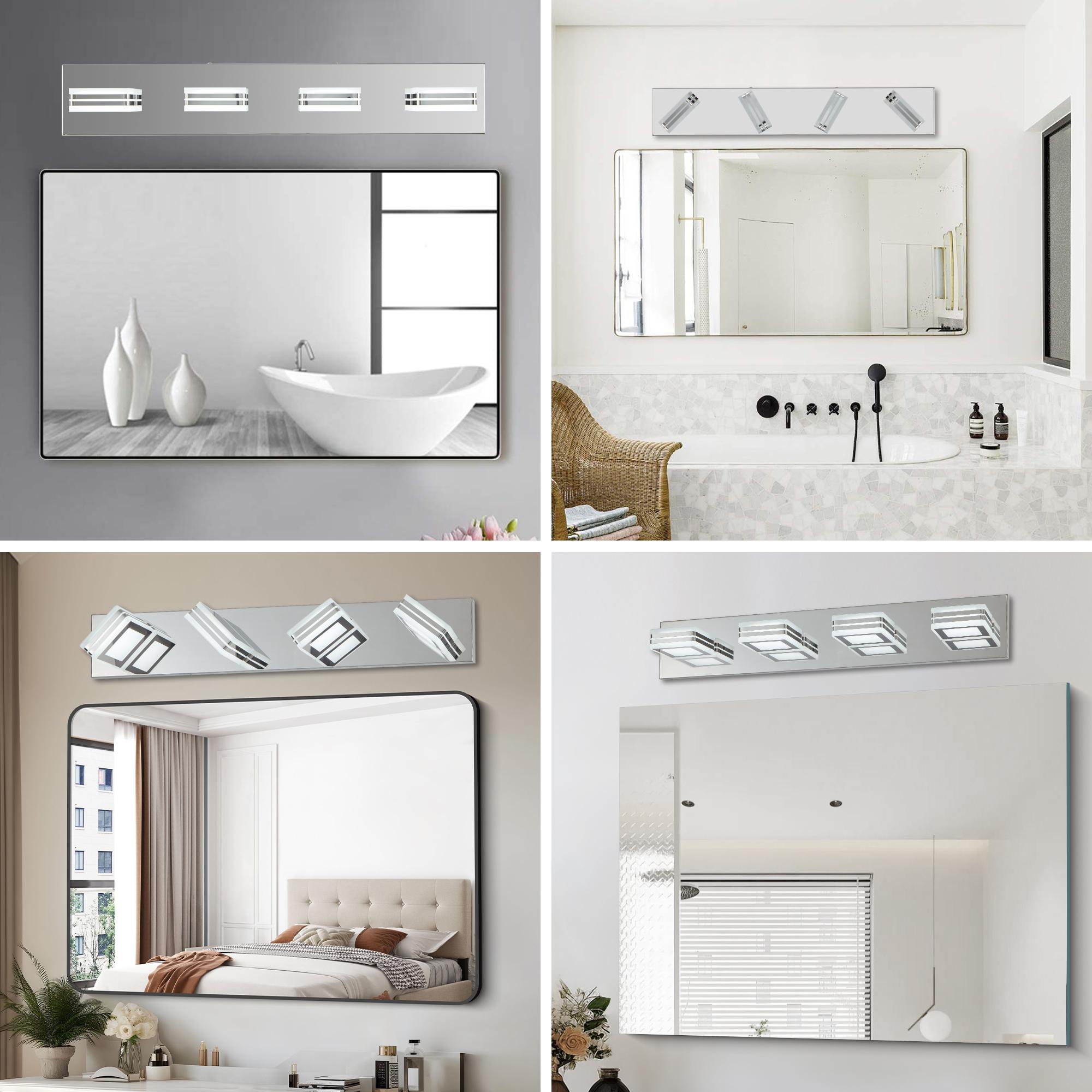 Bayfeve Rotatable LED Vanity Light 25.6-in 4 Light Gloss Chrome Integrated LED Modern/contemporary Bathroom Vanity light - Image 10