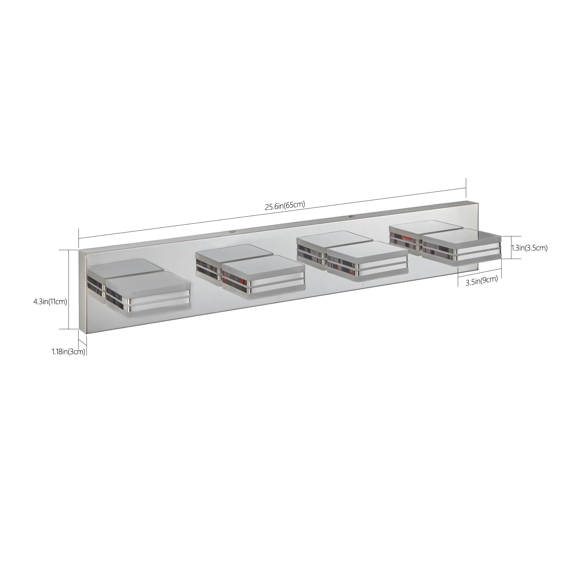 Bayfeve Rotatable LED Vanity Light 25.6-in 4 Light Gloss Chrome Integrated LED Modern/contemporary Bathroom Vanity light - Image 5