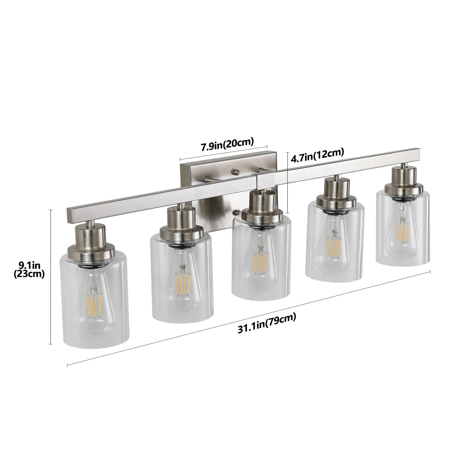 Bayfeve Retro Elegance 31.1-in 5 Light Brushed Nickel Vintage Bathroom Vanity light - Image 5