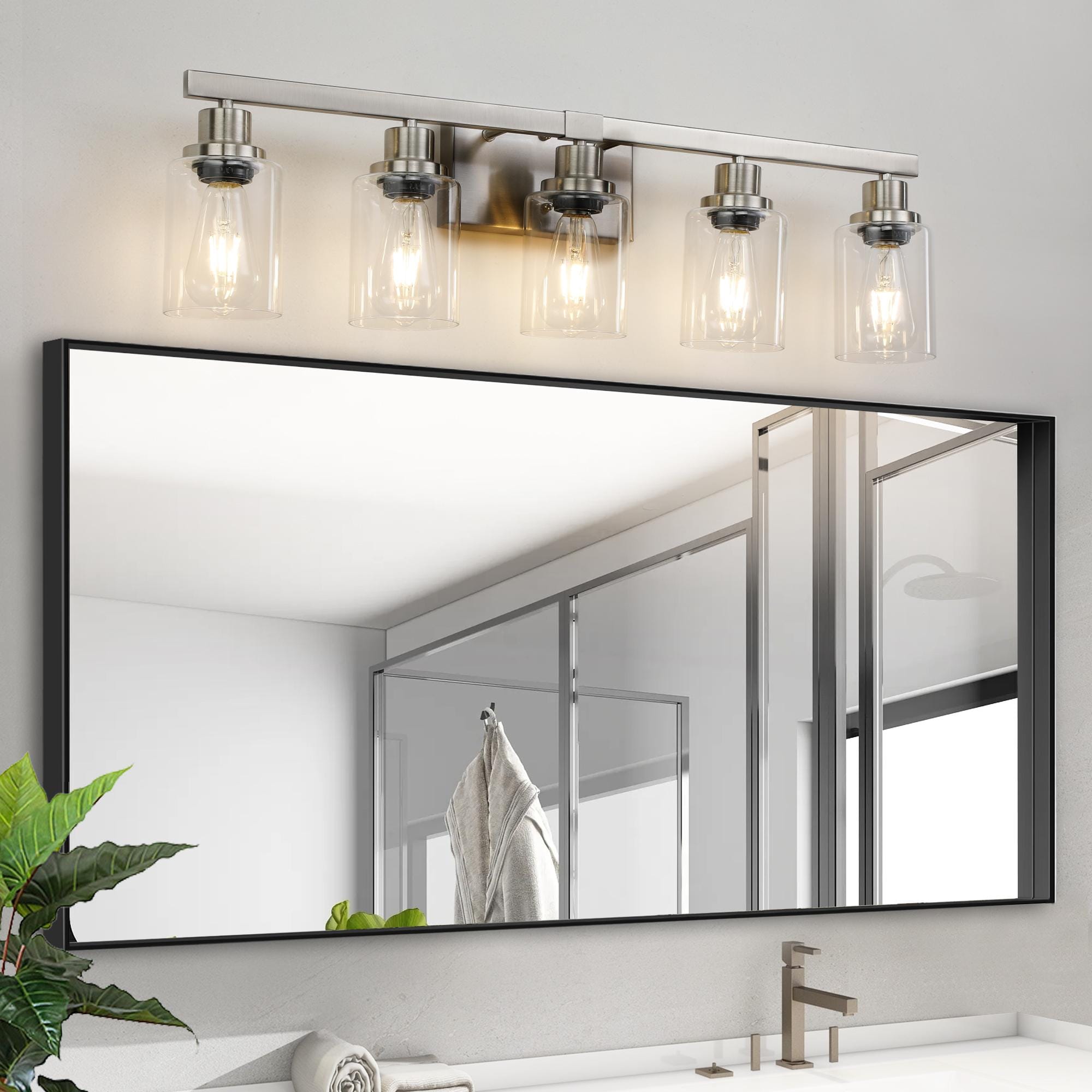 Bayfeve Retro Elegance 31.1-in 5 Light Brushed Nickel Vintage Bathroom Vanity light - Image 7