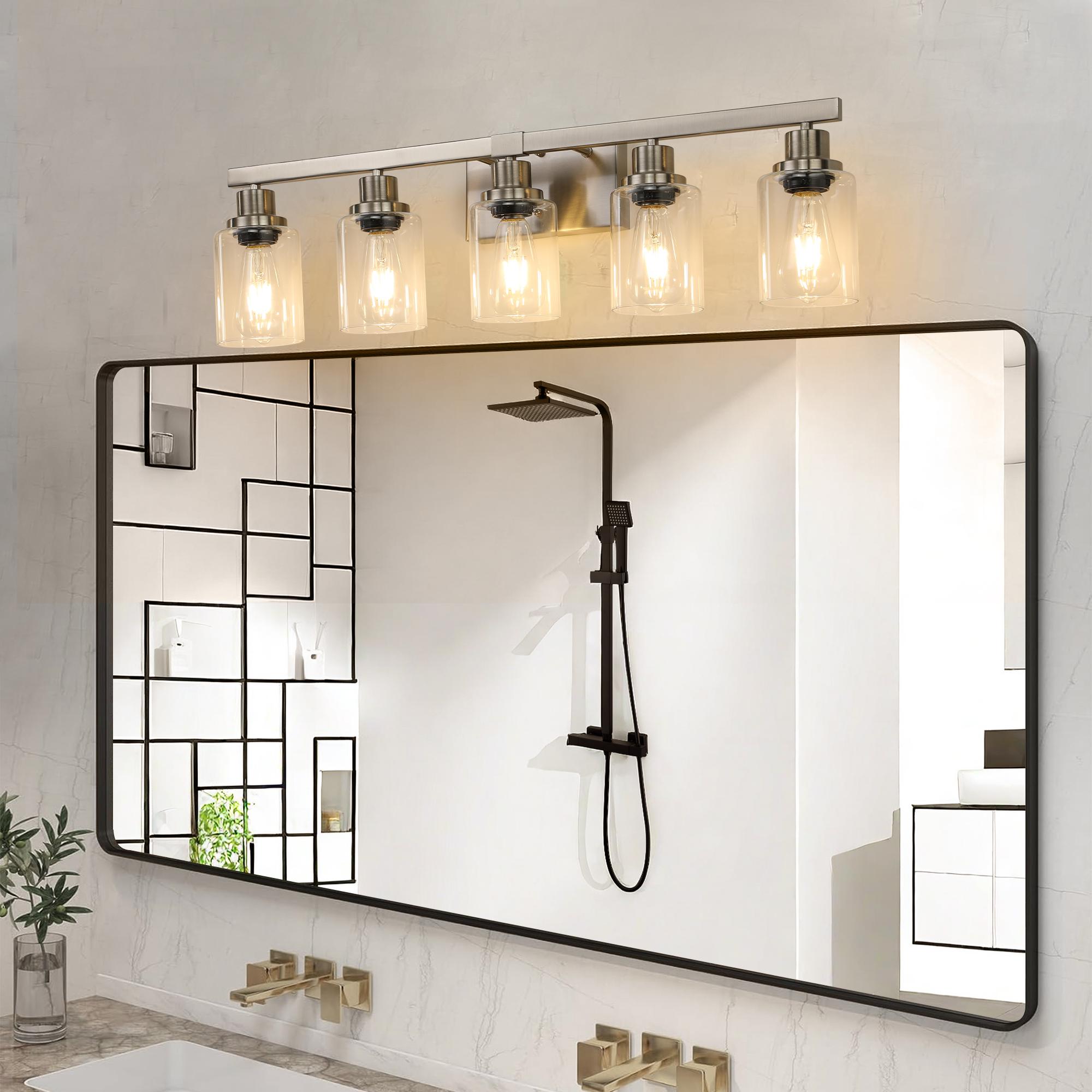 Bayfeve Retro Elegance 31.1-in 5 Light Brushed Nickel Vintage Bathroom Vanity light