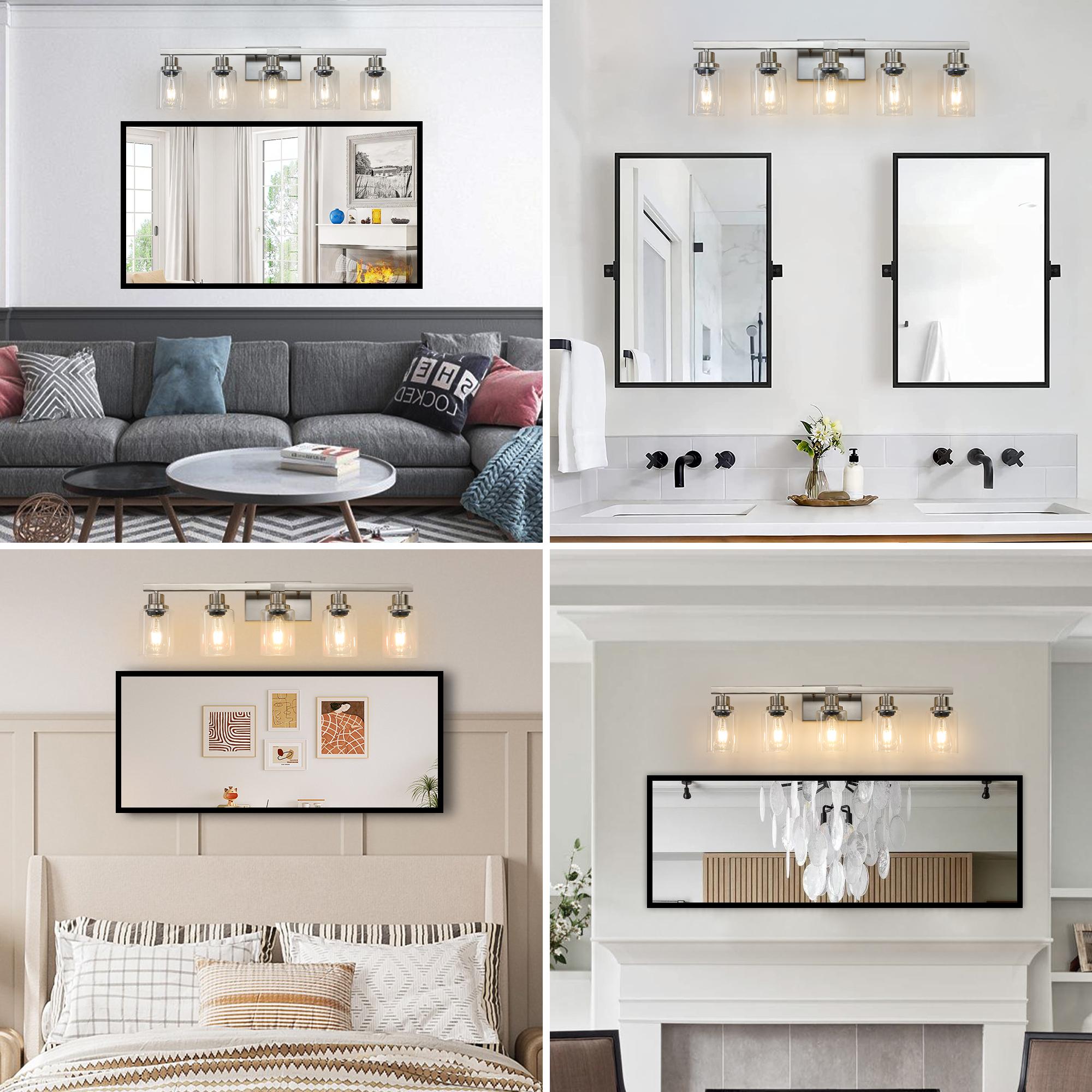 Bayfeve Retro Elegance 31.1-in 5 Light Brushed Nickel Vintage Bathroom Vanity light - Image 11