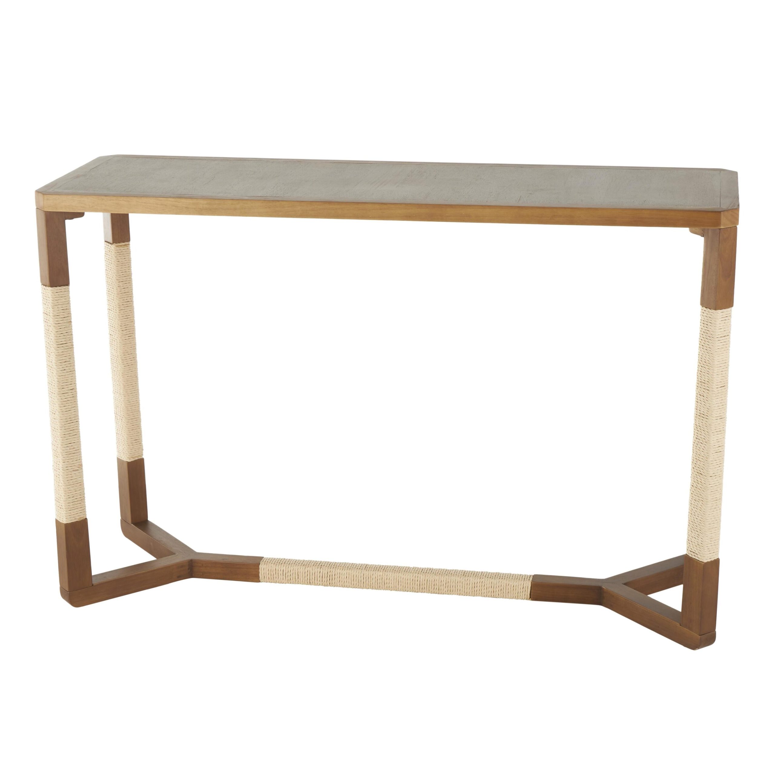 Grayson Lane Country Rectangular Wood Brown Rope Rubberwood 47.25-in W x 30.88-in H Console table - Image 8