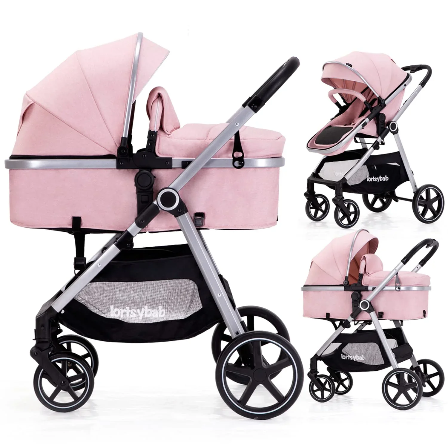Lortsybab 2-in-1 Baby Stroller Folding Infant Newborn Pram Stroller with Reversible Seat - Image 2