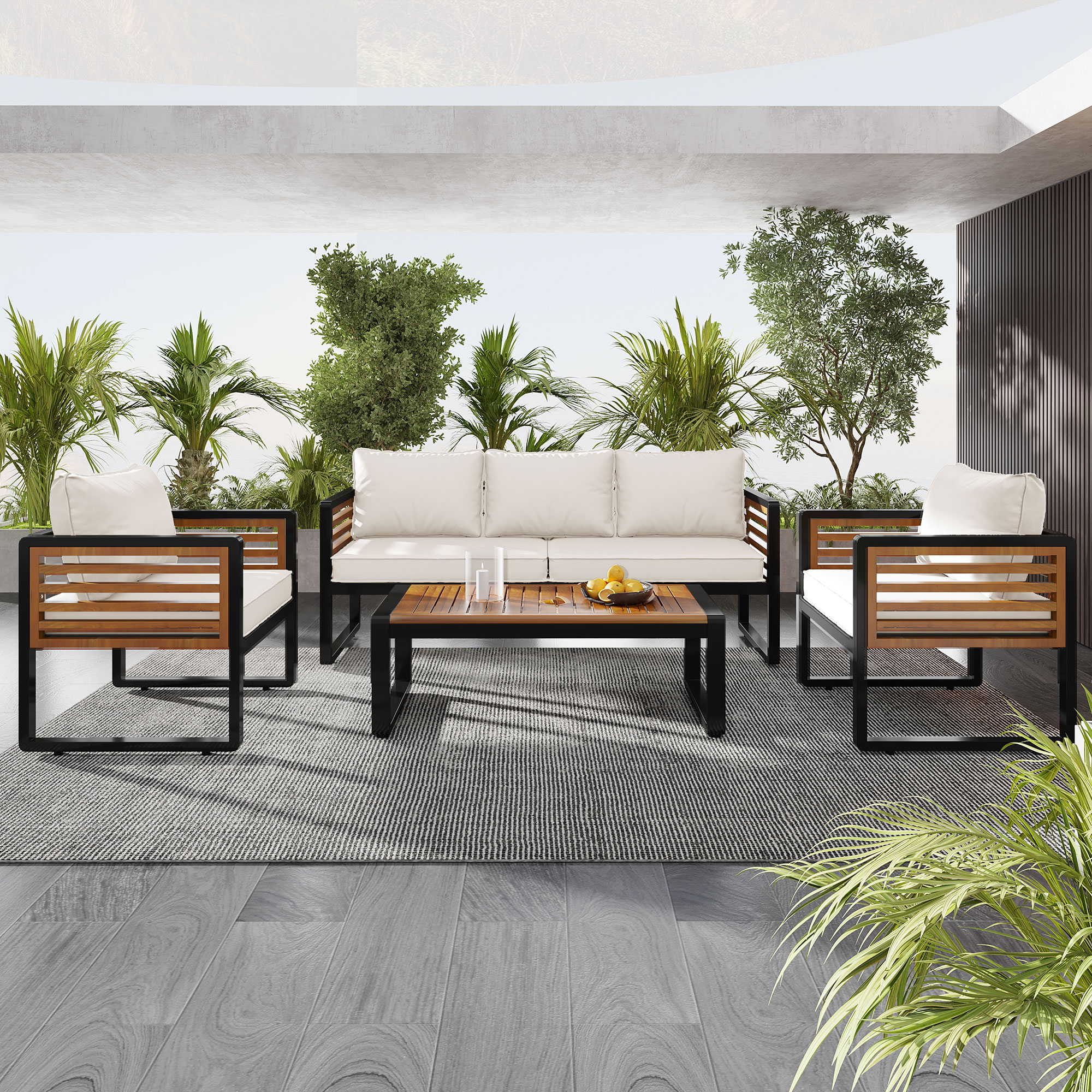 Xspracer 4 -Piece White Patio Conversation Set - Image 6