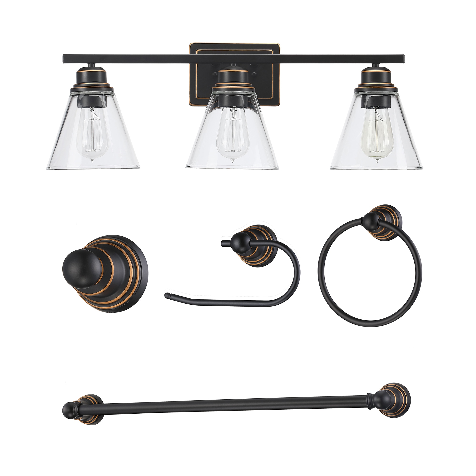 WELLFOR TC Vanity Light 26-in 3 Light Oil-rubbed Bronze Modern/contemporary Bathroom Vanity light