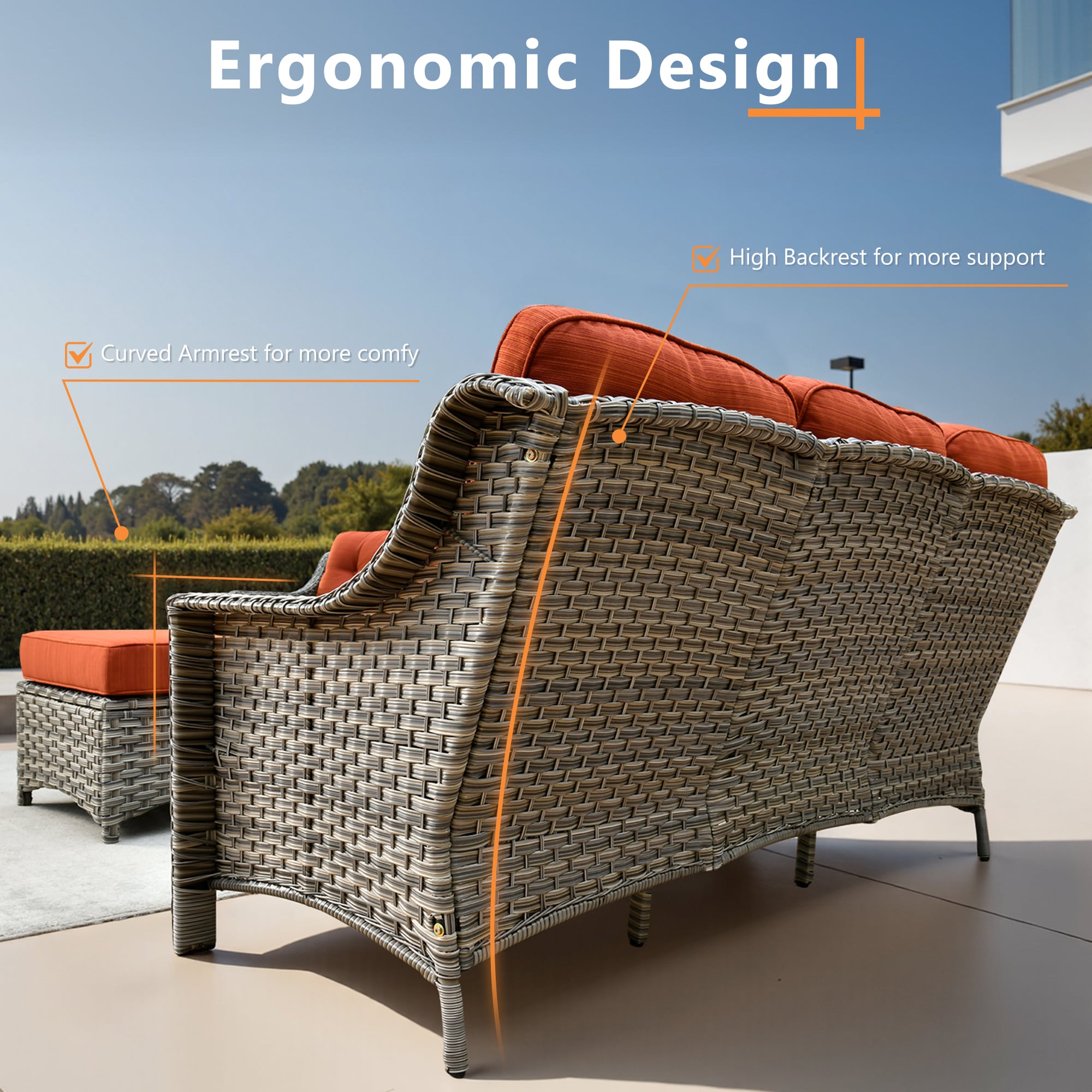 ALTRIGUS AL7PAD 7 -Piece Wicker Orange Patio Conversation Set - Image 5